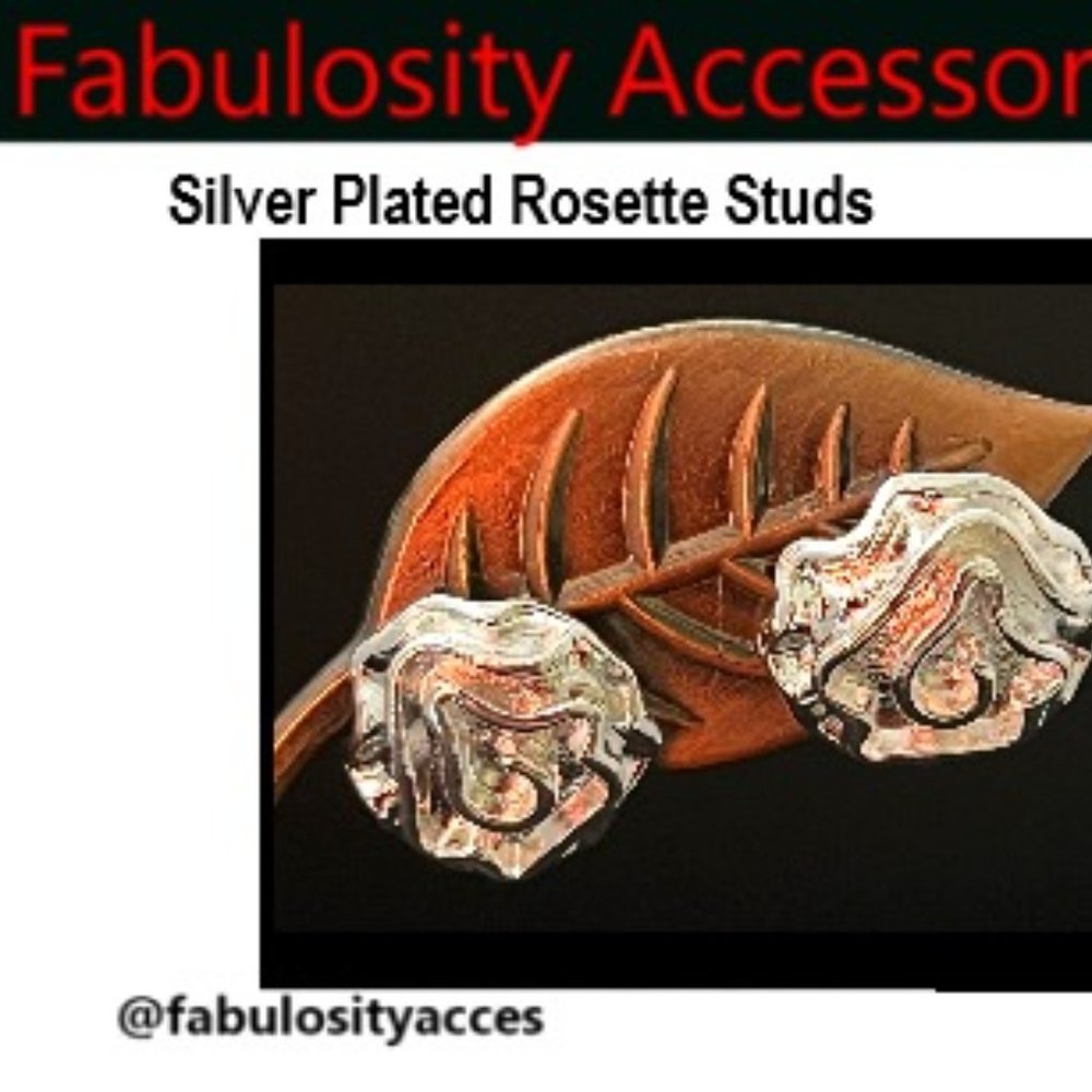 Cute Silver Plated Rosette Stud Earrings